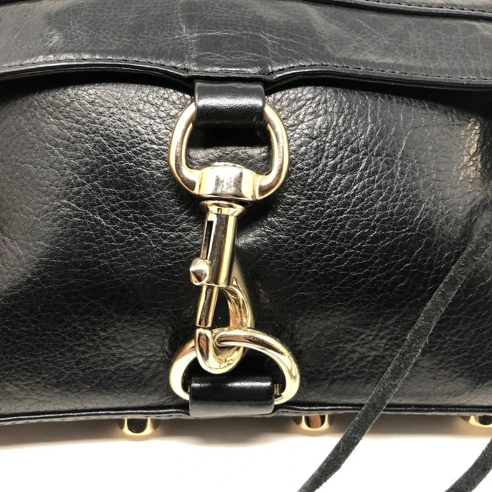 Rebecca Minkoff M.A.C. Shoulder Bag Black Leather Chain Strap Studded